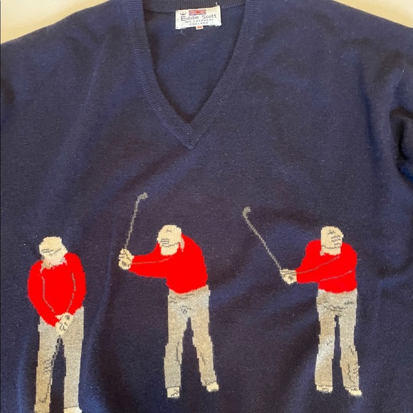 Vintage Eddie Scott Cashmere v-neck Golf Sweater - Picture 4 of 8